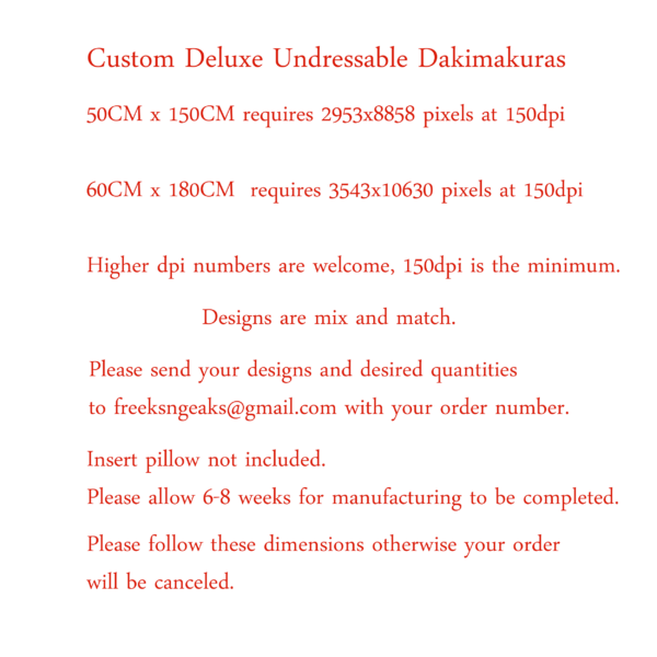 Custom Bulk Deluxe Undressable Dakimakuras