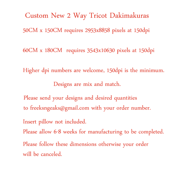 Custom Bulk Tricot Dakimakuras
